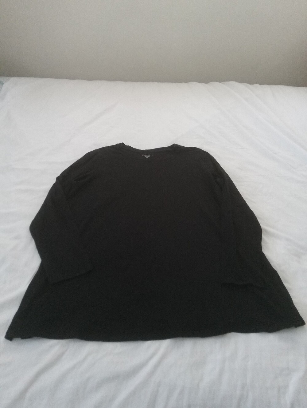 Eileen Fisher Classic Black Women's Long-Sleeve Crew Neck Shirt L